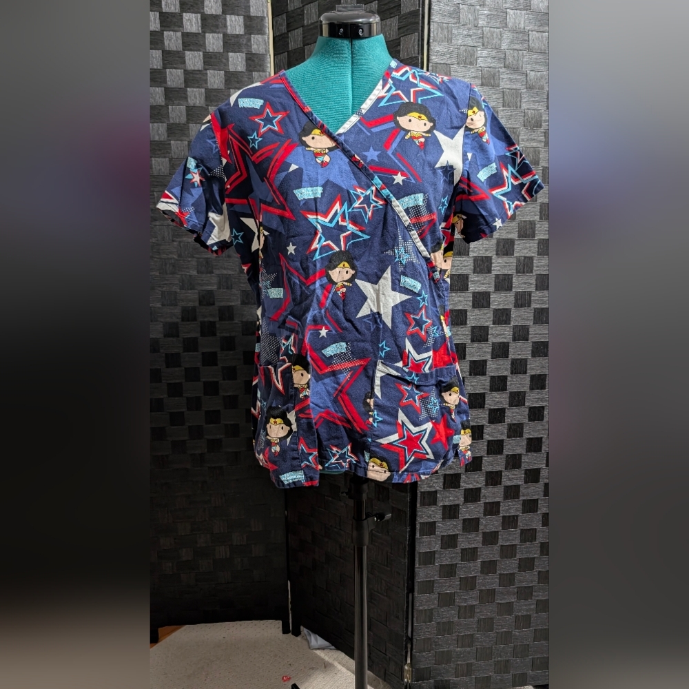 Women's Navy Star Print Top